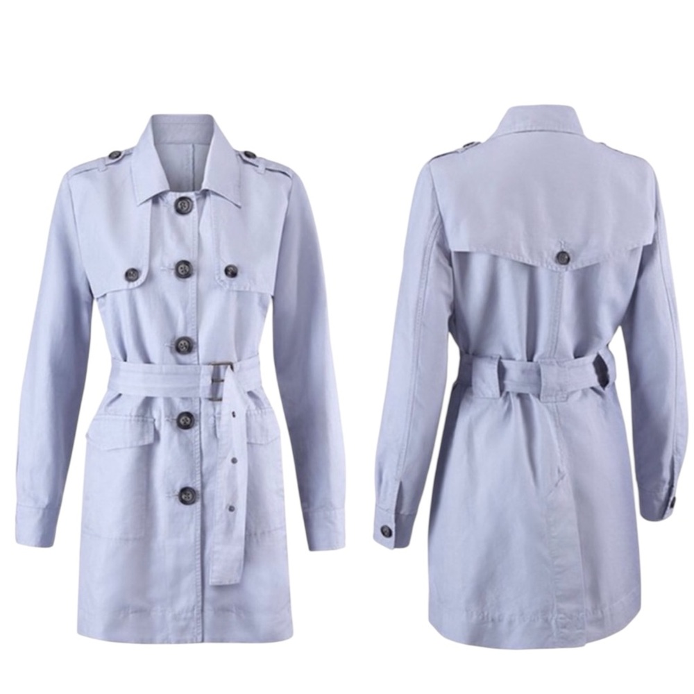 CAbi Tanner Trench Coat in Silver Lake Blue Size Small #5296 — GORGEOUS!!! - Picture 2 of 9